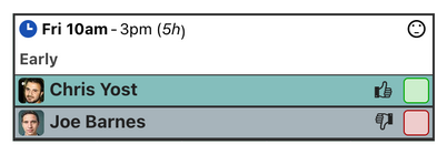 Availability shown on a shift