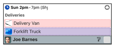 Two resources assigned to a shift