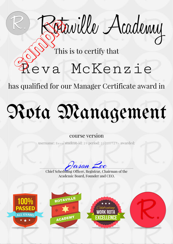 Rota Management Certificate